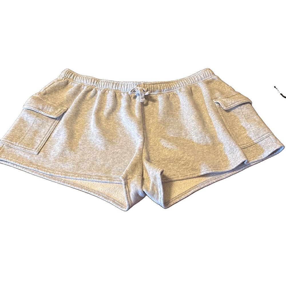 Women's No Boundaries White Grey Heathered Shorts XL Pull On Side Pockets
